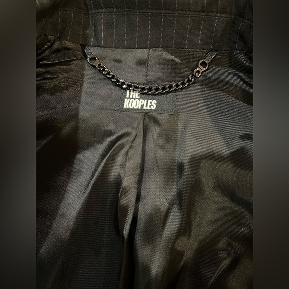 THE KOOPLES Women’s Black striped wool-blend fitted single breasted suit jacket - Picture 11 of 12